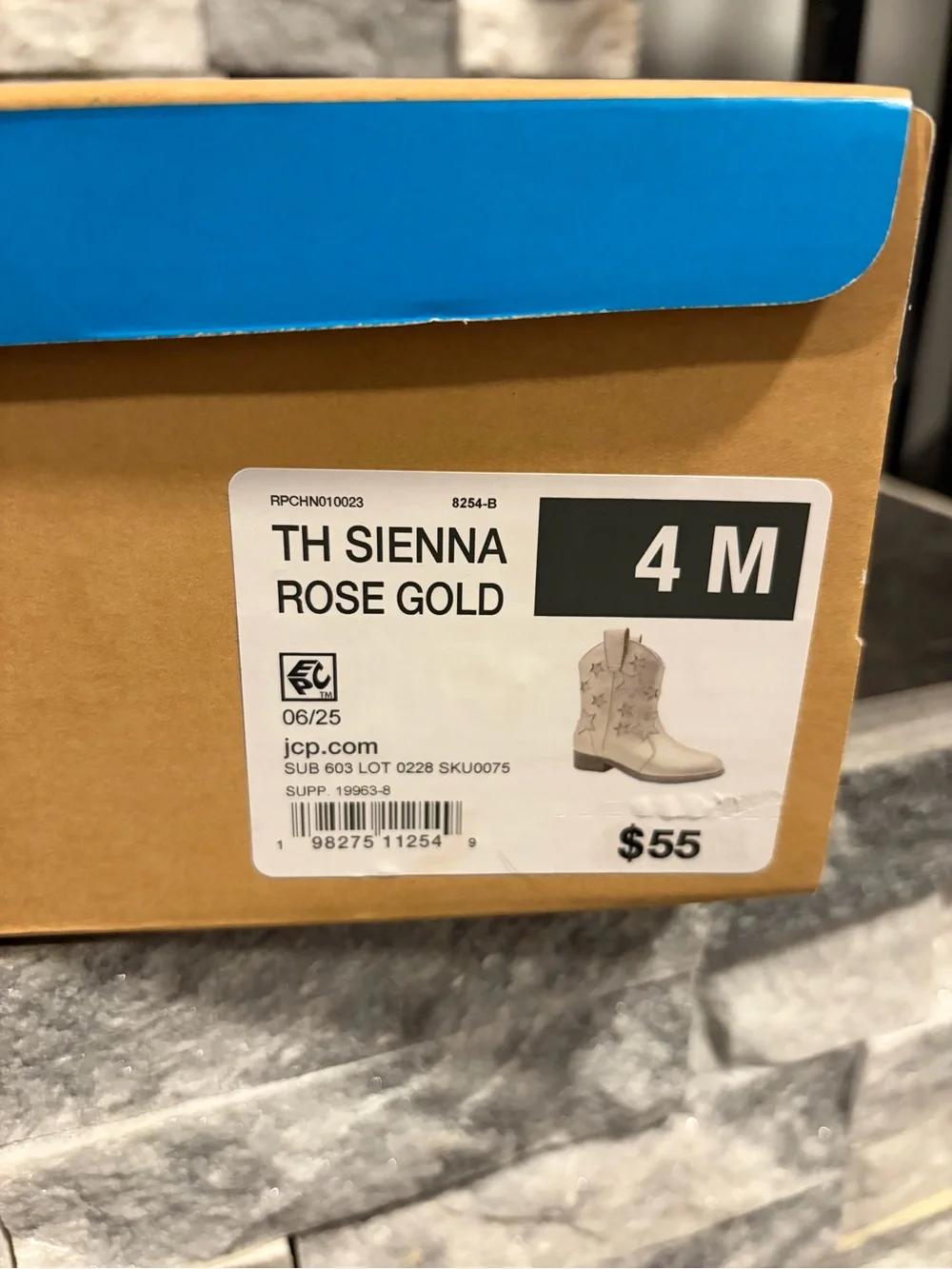Rose Gold Star Embellished Western Boots